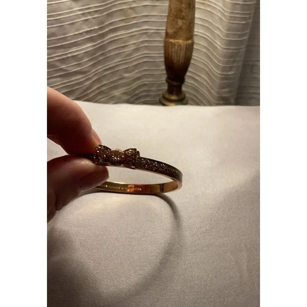 kate spade gold-tone pavé bow bangle bracelet - Picture 10 of 11